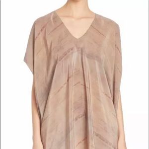 Eileen Fisher Short-Sleeve Grove-Print Silk Tunic, Mocha